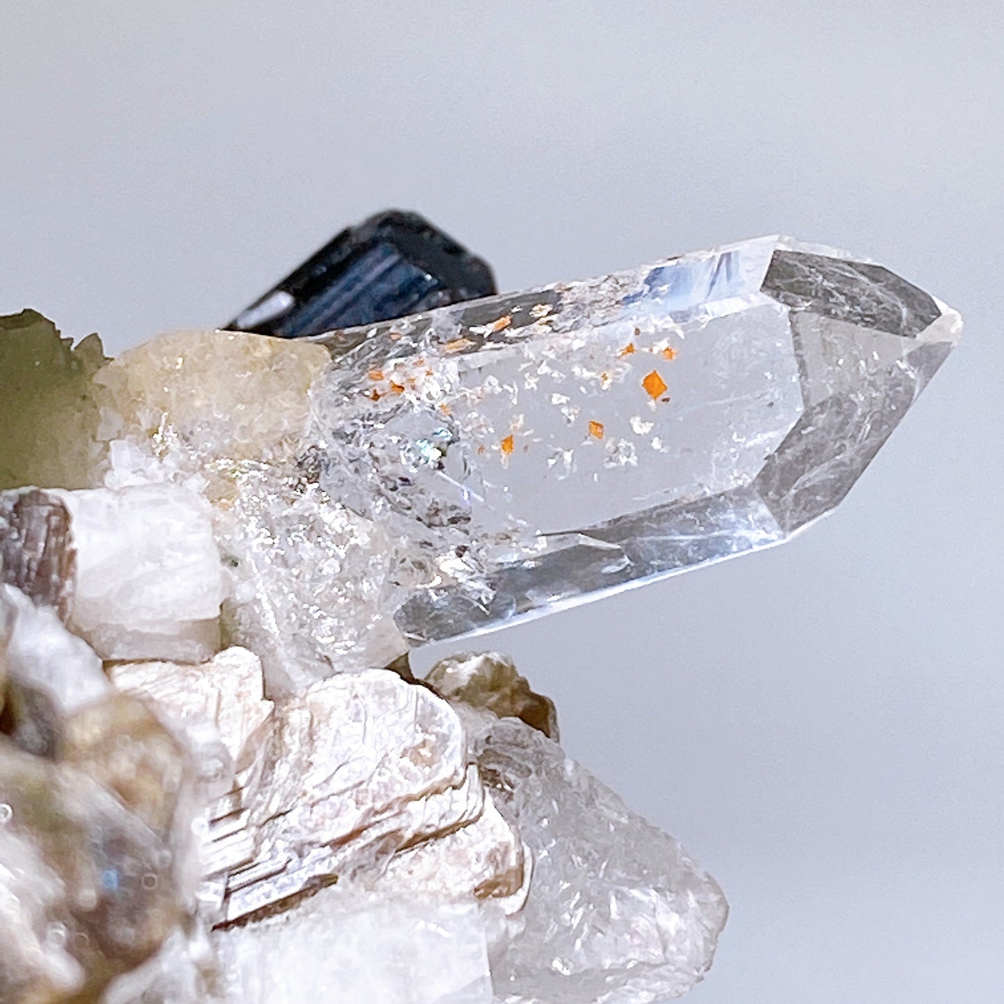 Unique Golden Mica Grow with Aquamarine Black Tourmaline & Quartz Specimen with Stand Crystal Healing Bulk Wholesale