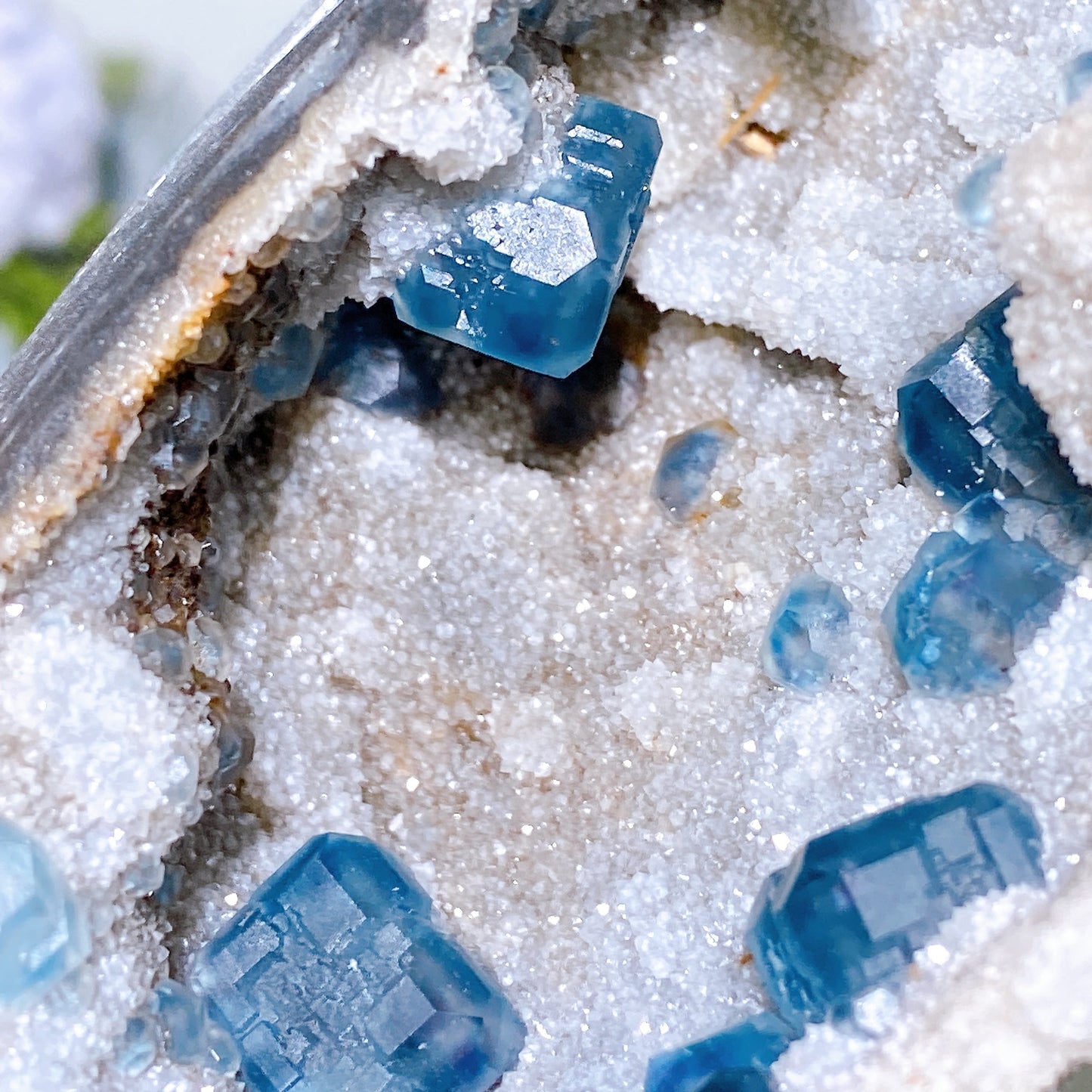 18cm Unique Sugar Blue Fluorite Ship Shape Specimen with Stand Crystal Healing Bulk Wholesale