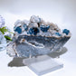 18cm Unique Sugar Blue Fluorite Ship Shape Specimen with Stand Crystal Healing Bulk Wholesale