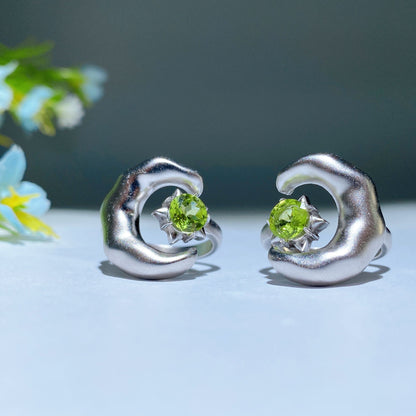 Sterling Silver Crystal Star & Moon Ring Crystal Healing Bulk Wholesale