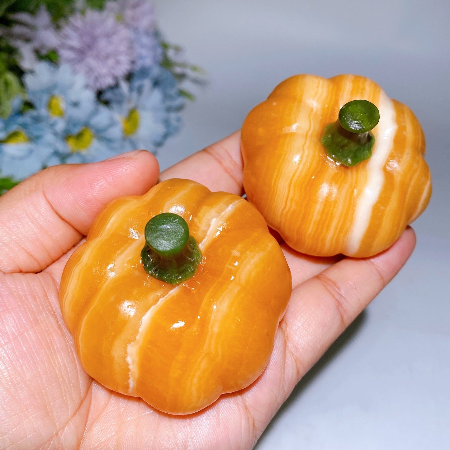 2.2" Orange Calcite Pumpkin Carving Crystal Healing Bulk Wholesale