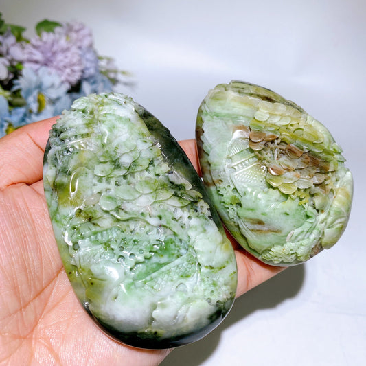 3.2"-3.8" Drilled Jade with Scenery Carving Crystal Healing Bulk Wholesale