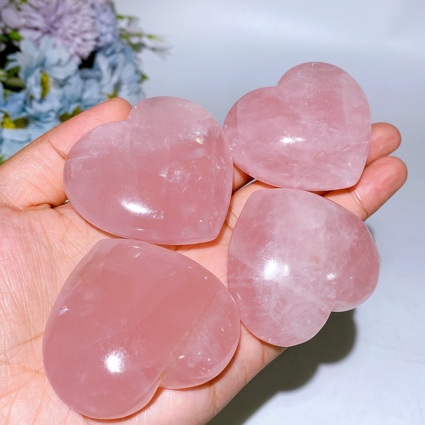 2.0"-2.3" Rose Quartz Heart Carving Crystal Healing Bulk Wholesale