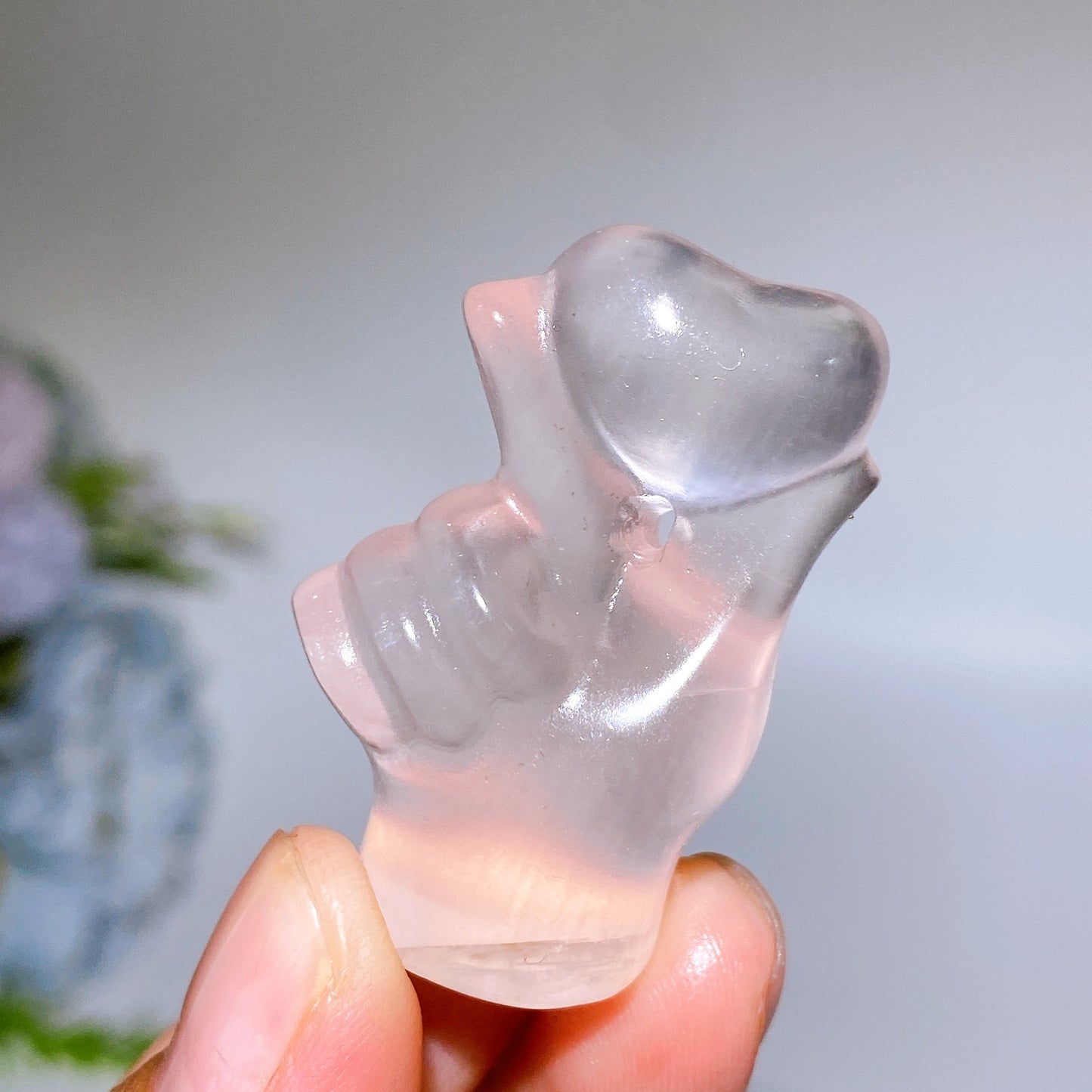 1.7" Crystal Finger Heart Carving Crystal Healing Bulk Wholesale