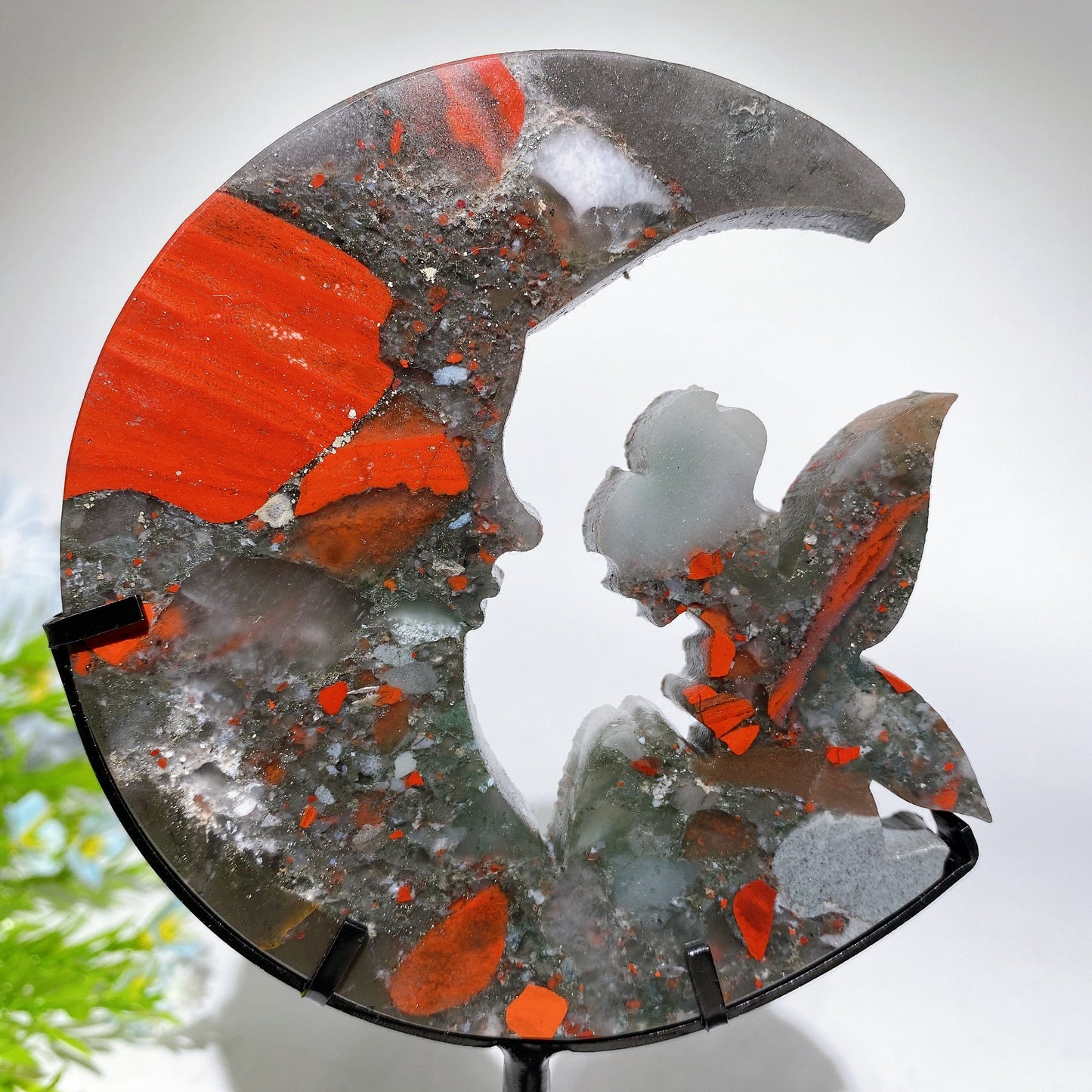 Crystal Fairy Moon Face Carving with Stand Crystal Healing Bulk Wholesale