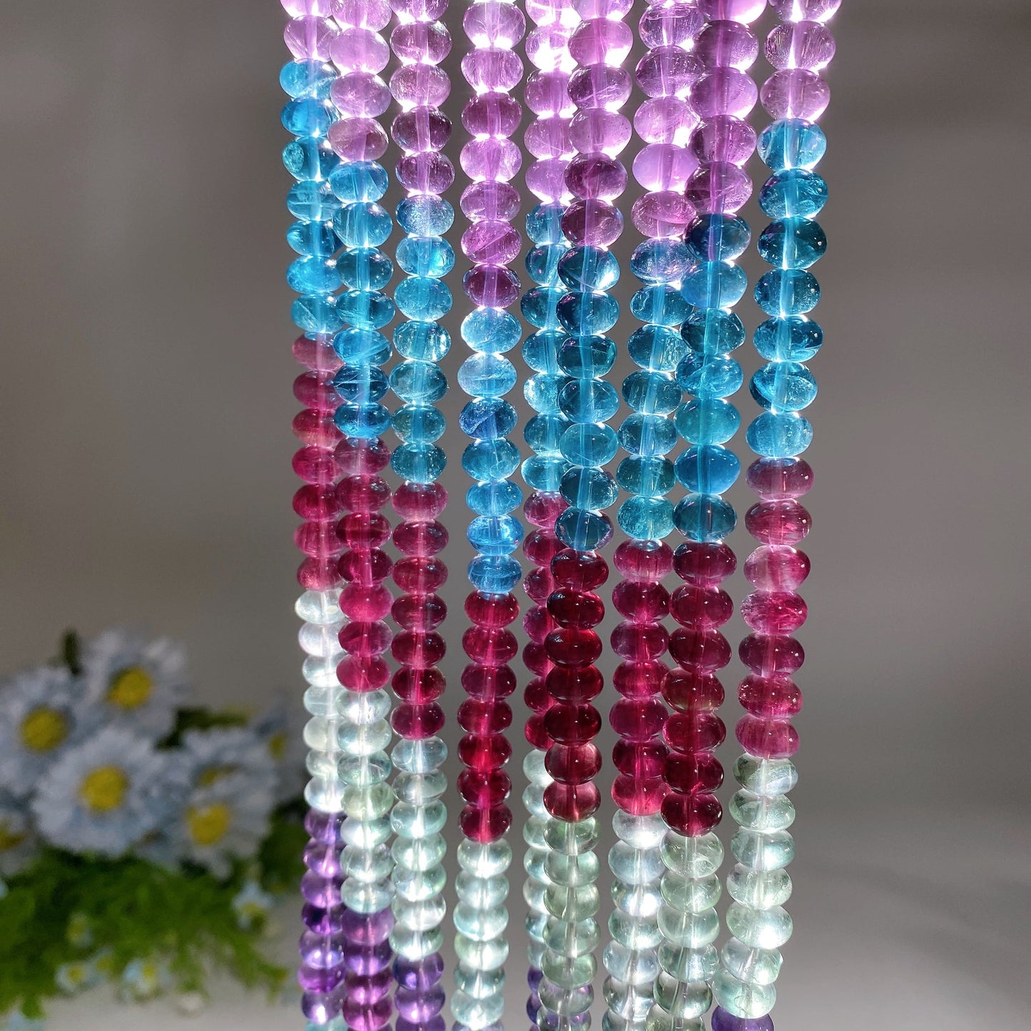 8mm Rainbow Fluorite Beads String Crystal Healing Bulk Wholesale