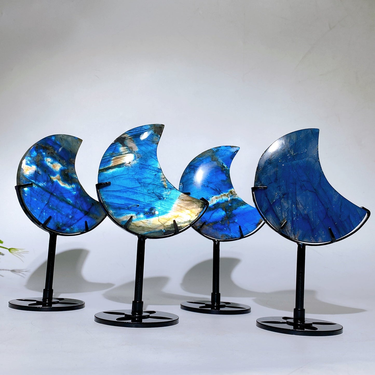 3.0"-3.3" Labradorite Moon Carving with Stand Crystal Healing Bulk Wholesale