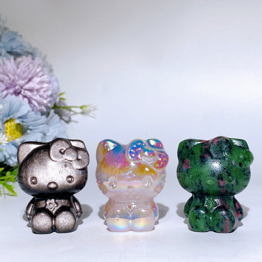 2.0" Crystal Hello Kitty Carving Crystal Healing Bulk Wholesale