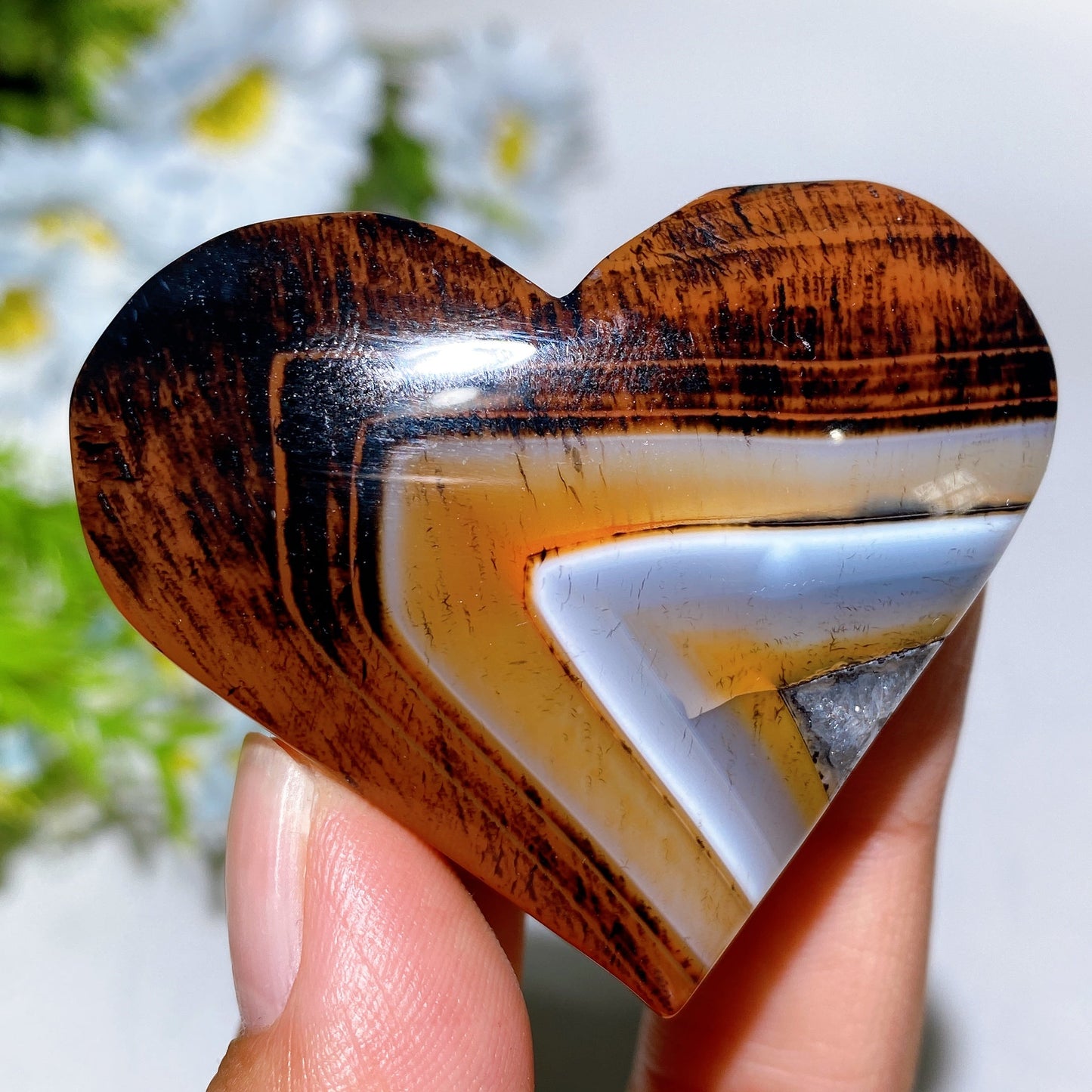 2.0"-2.3" Black Sardonyx Heart Carving Crystal Healing Bulk Wholesale