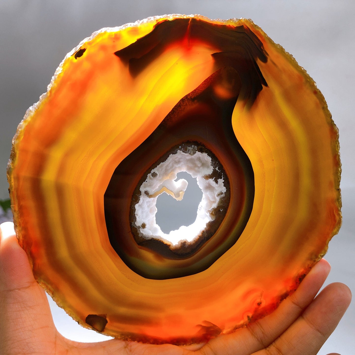 15cm Banded Druzy Agate Slab Carving with Stand Crystal Healing Bulk Wholesale