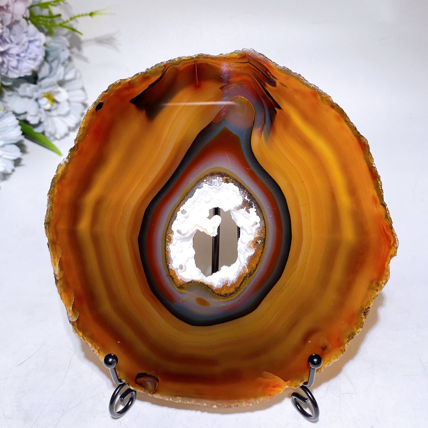 15cm Banded Druzy Agate Slab Carving with Stand Crystal Healing Bulk Wholesale