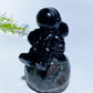 2.3" 3.3" Black Obsidian Spaceman on Yooperlite Planet Carving Crystal Healing Bulk Wholesale