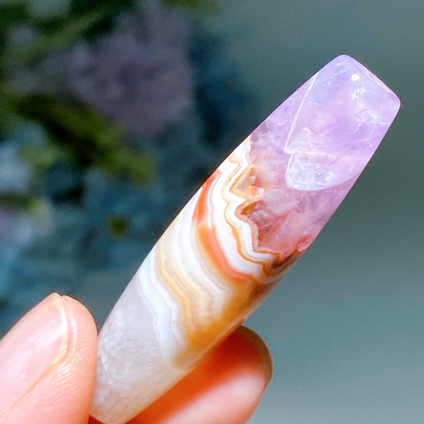 1.7"-2.2" Striped Agate Grow with Amethyst Cylinder Pendant Crystal Healing Bulk Wholesale