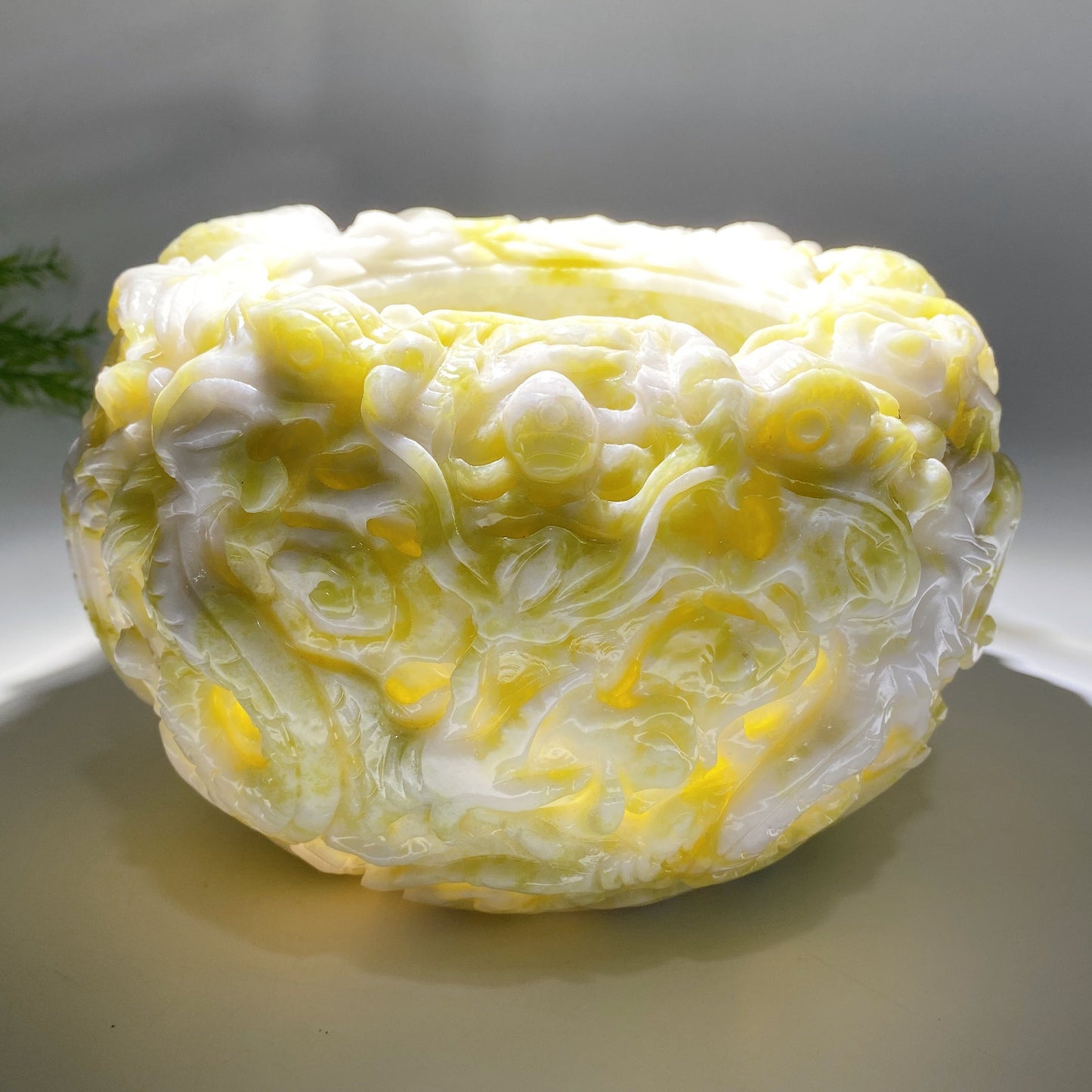 20cm Serpentine Treasure Bowl with Dragon Decor Carving Crystal Healing Bulk Wholesale