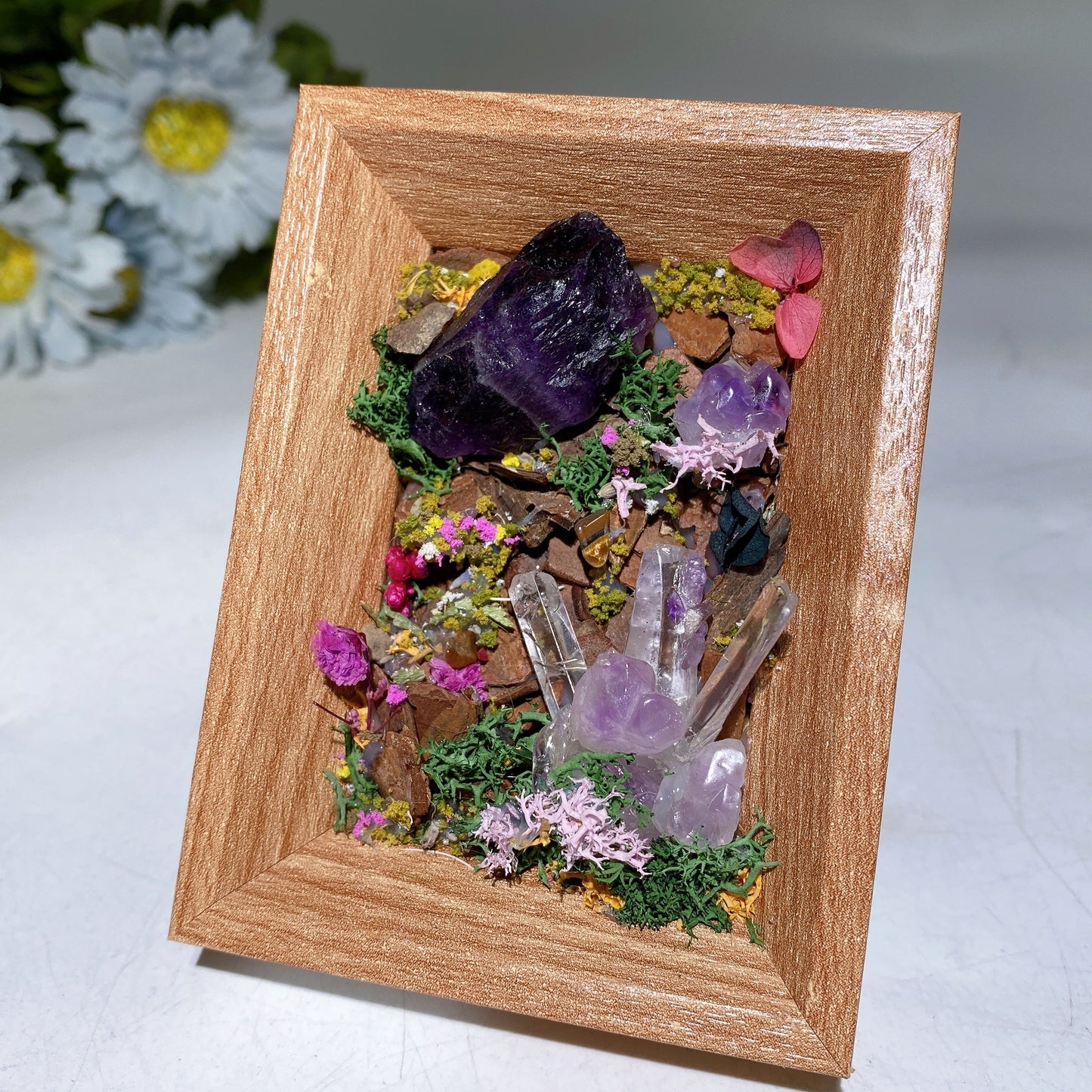 Crystal Scenery in Wooden Photo Frame with Scent Crystal Healing Bulk Wholesale