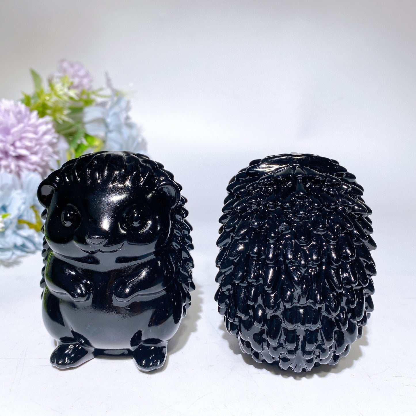 3.1" Black Obsidian Hedgehog Carving Crystal Healing Bulk Wholeale