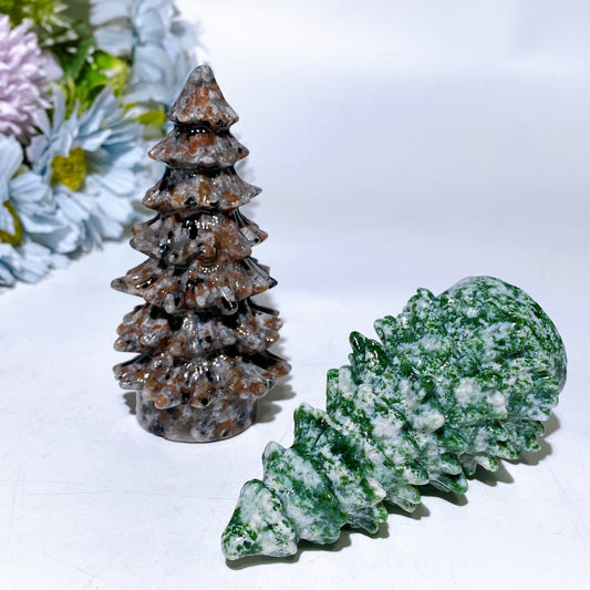 3.7" Crystal Christmas Tree Carving Crystal Healing Bulk Wholesale