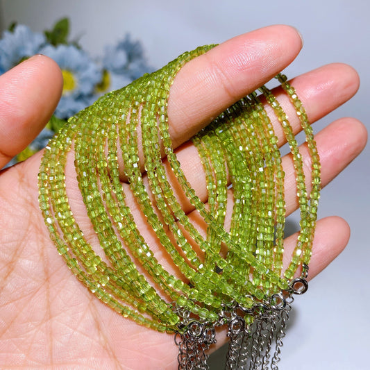 2mm Adjustable Cube Faceted Peridot Bracelet Crystal Healing Bulk Wholesale