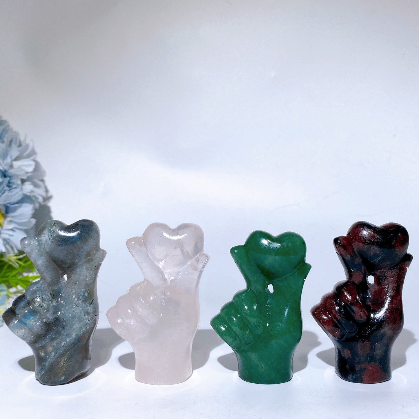 3.1" Crystal Finger Heart Carving Crystal Healing Bulk Wholesale