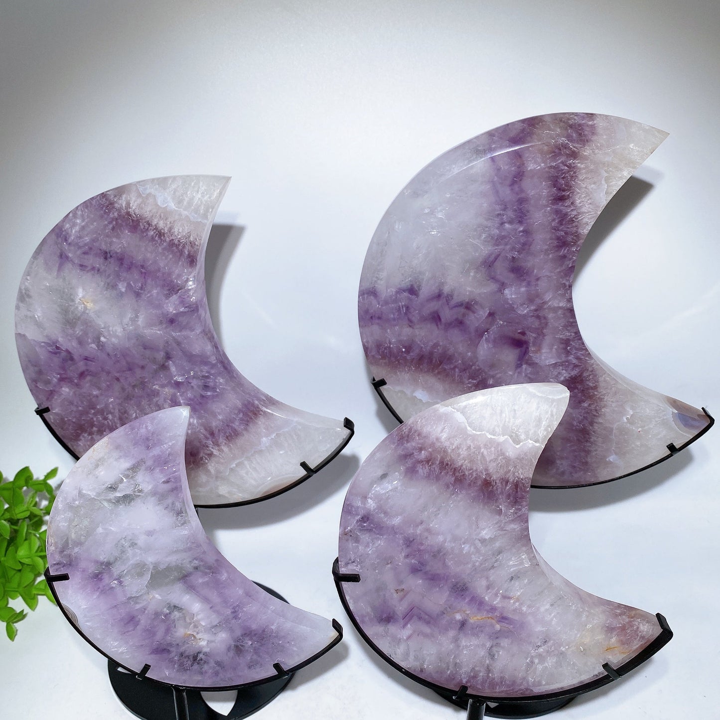 Amethyst Heart Moon Carving with Stand Crystal Healing Bulk Wholesale