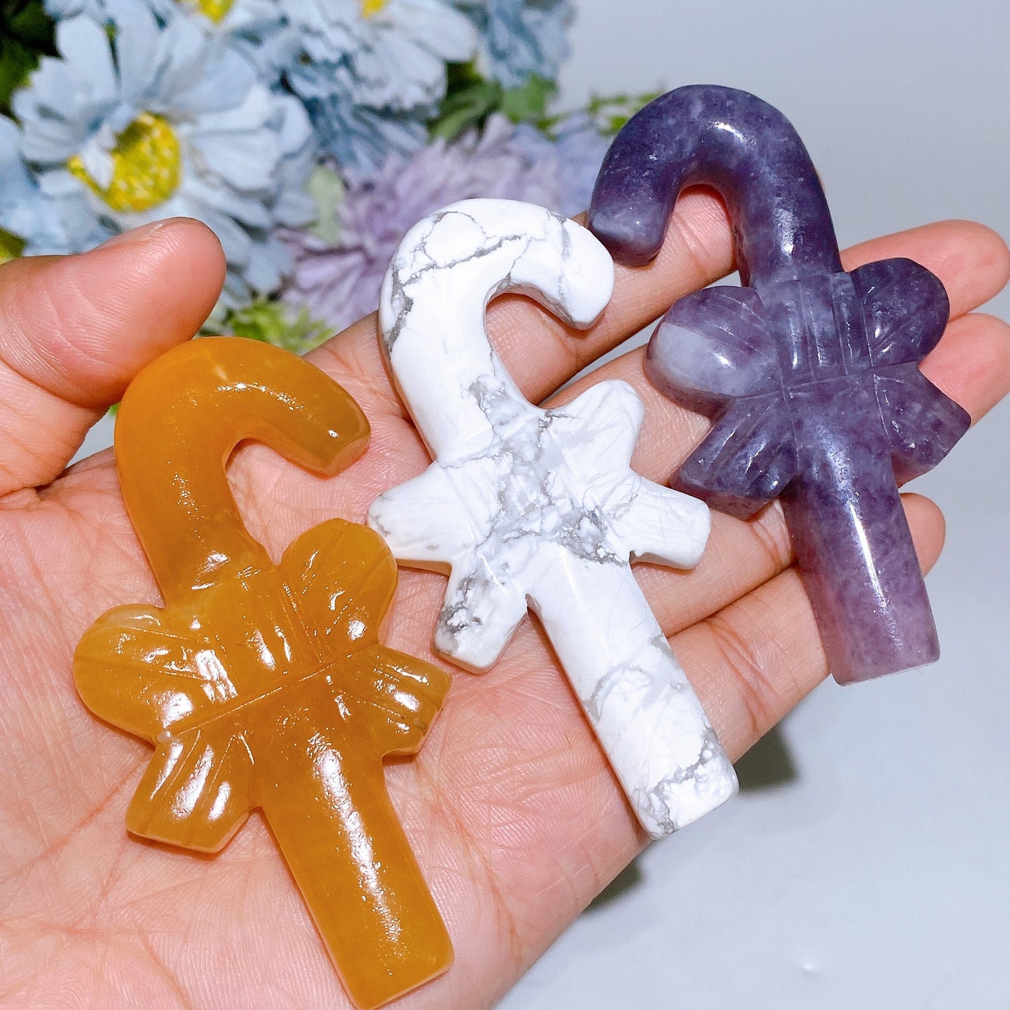 3.1" Crystal Candy Cane Carving Crystal Healing Bulk Wholesale