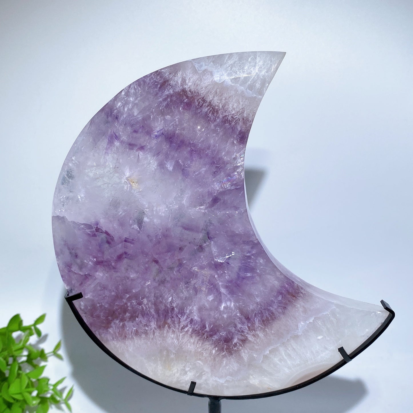Amethyst Heart Moon Carving with Stand Crystal Healing Bulk Wholesale
