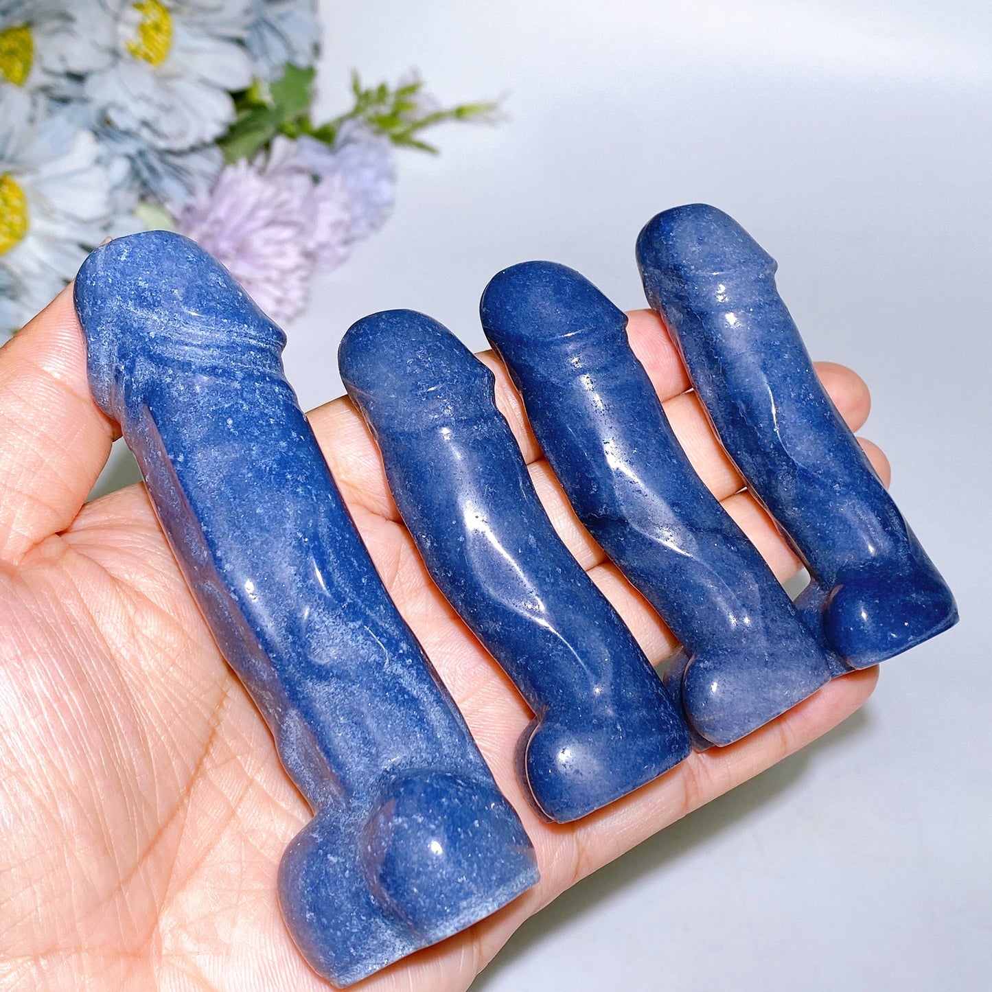 3.0"-4.0" Blue Aventurine Ding Ding Carving Crystal Healing Bulk Wholesale