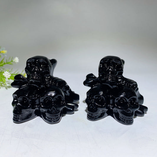 3.0" Black Obsidian Skulls Carving Crystal Healing Bulk Wholesale