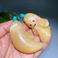 2.8" Orange Calcite Banana Carving with Painting Crystal Healing Bulk Wholesale