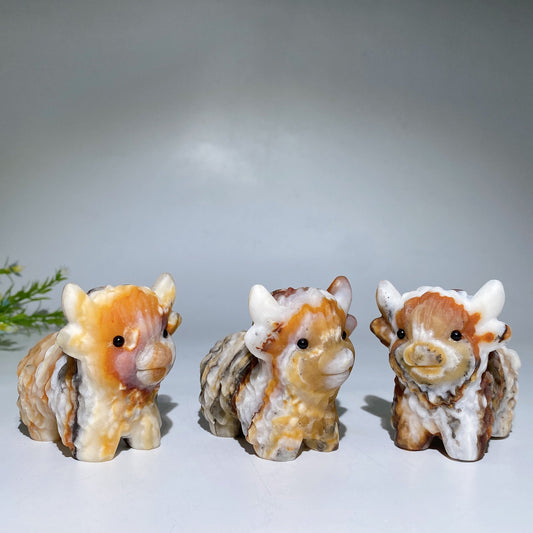 3.1" Banded Orange Calcite Cattle Carving Crystal Healing Bulk Wholesale