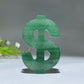 2.3" Green Aventurine Dollar Symbol '$' Carving Crystal Healing Bulk Wholesale