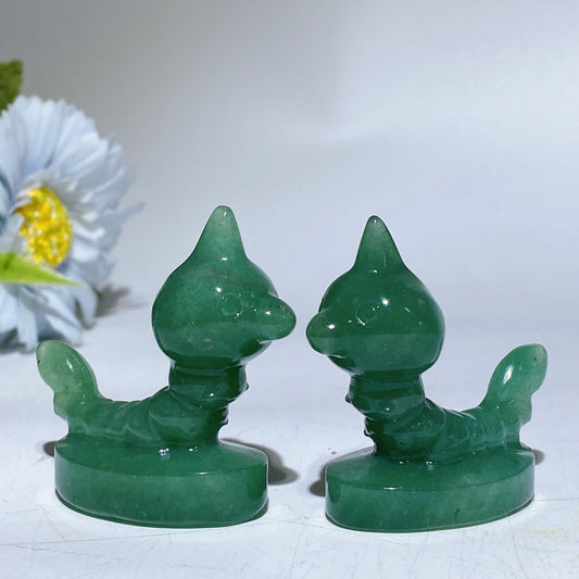 2.0" Green Aventurine Pokemon Caterpie Carving Crystal Healing Bulk Wholesale