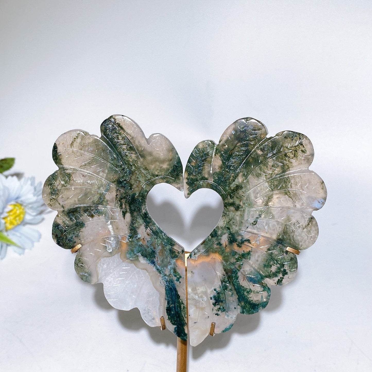 Crystal Heart Wings Carving with Stand Crystal Healing Bulk Wholesale