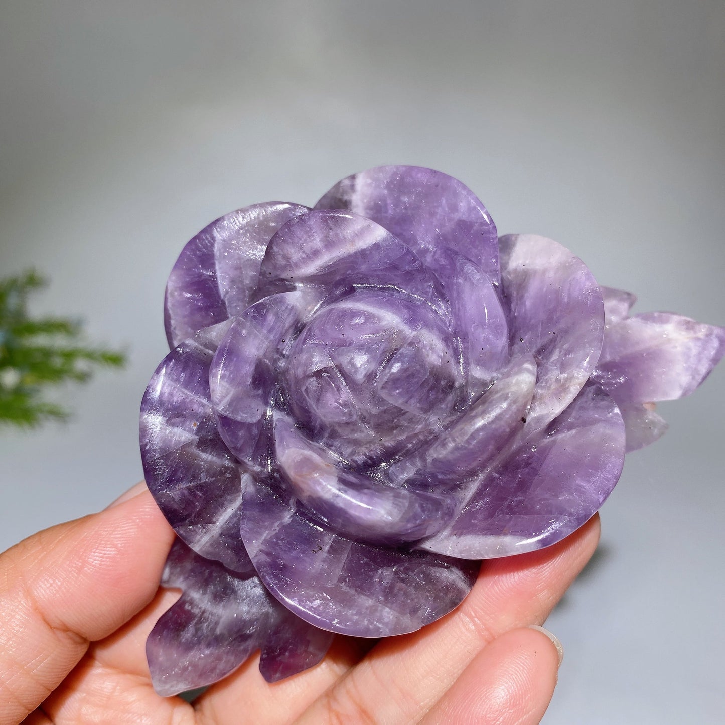 28cm Trolleite Hemimorphite Dream Amethyst Flower Carving with Stand Crystal Healing Bulk Wholesale