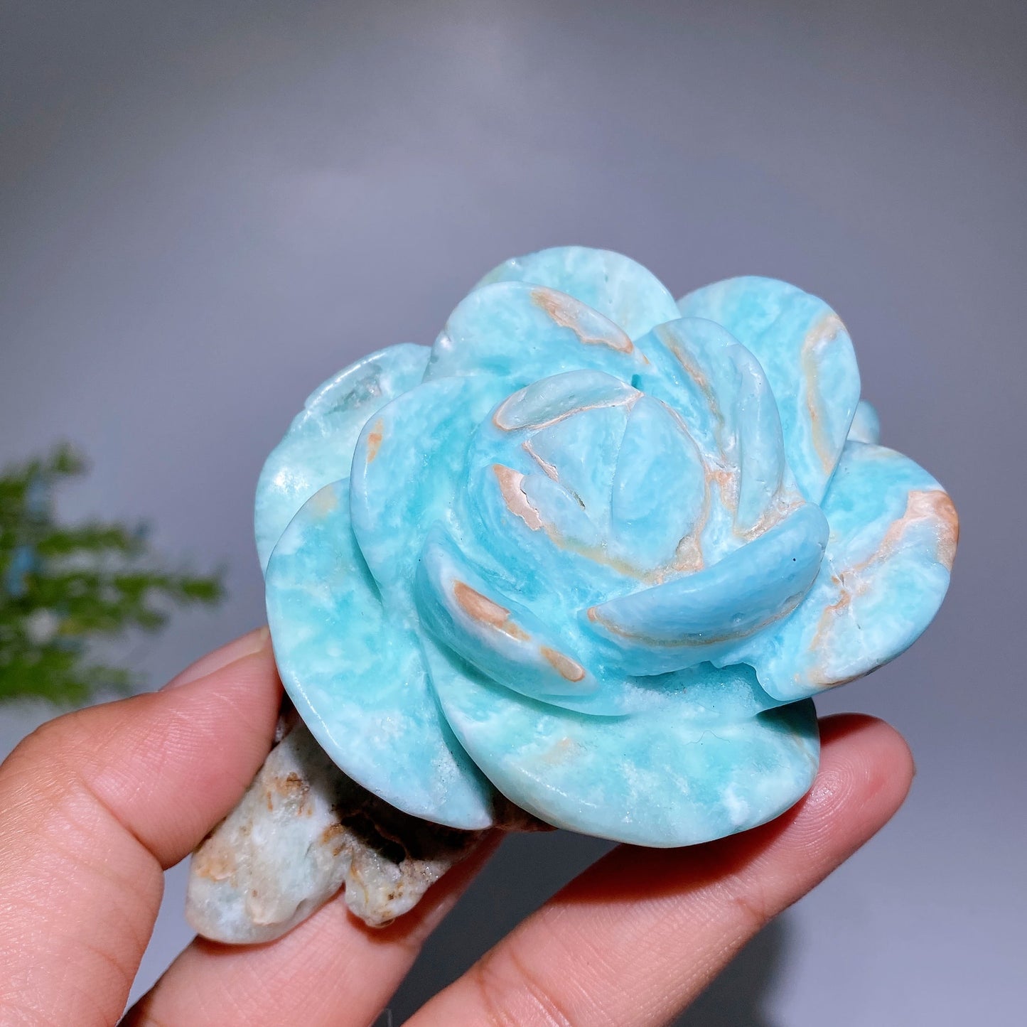 28cm Trolleite Hemimorphite Dream Amethyst Flower Carving with Stand Crystal Healing Bulk Wholesale
