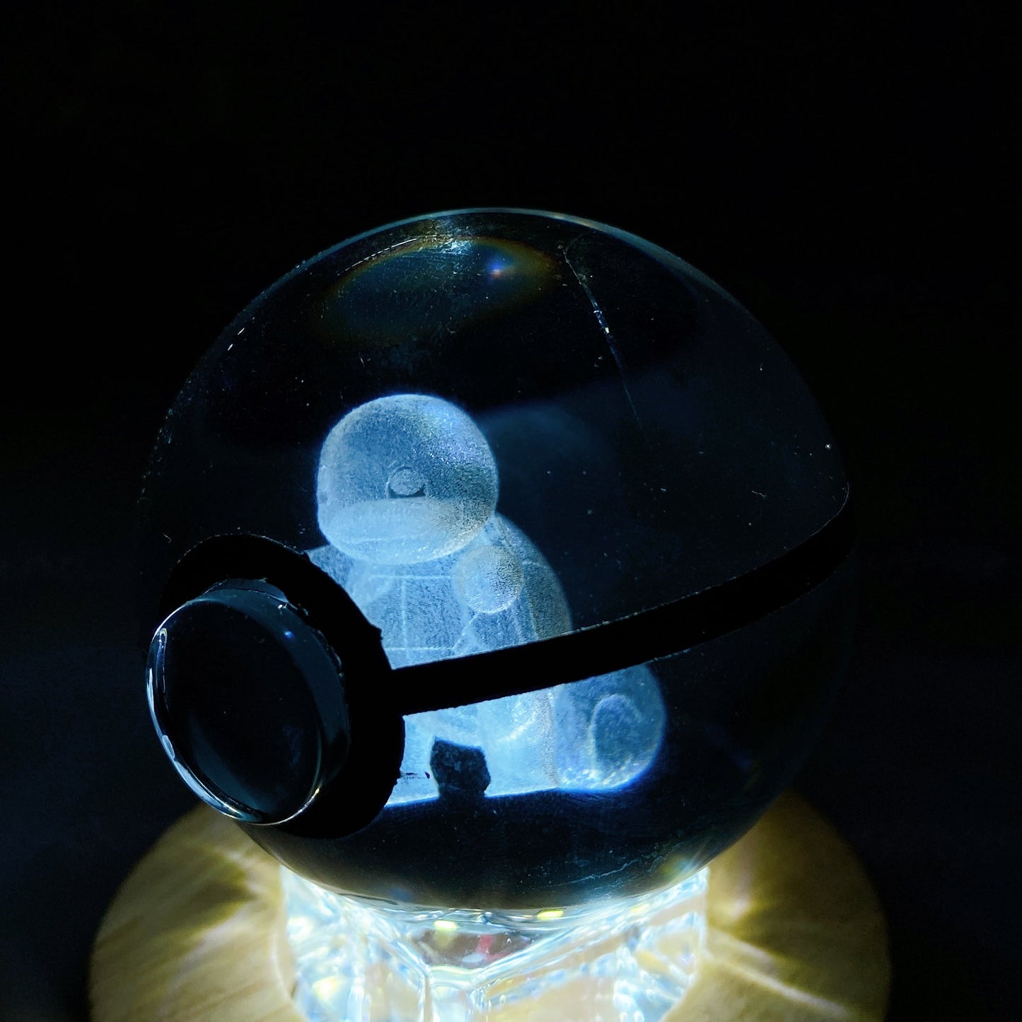 3D Inner Carving Crystal Pokemon Glass Sphere with Colorful Lamp Stand Crystal Healing Bulk Wholesale