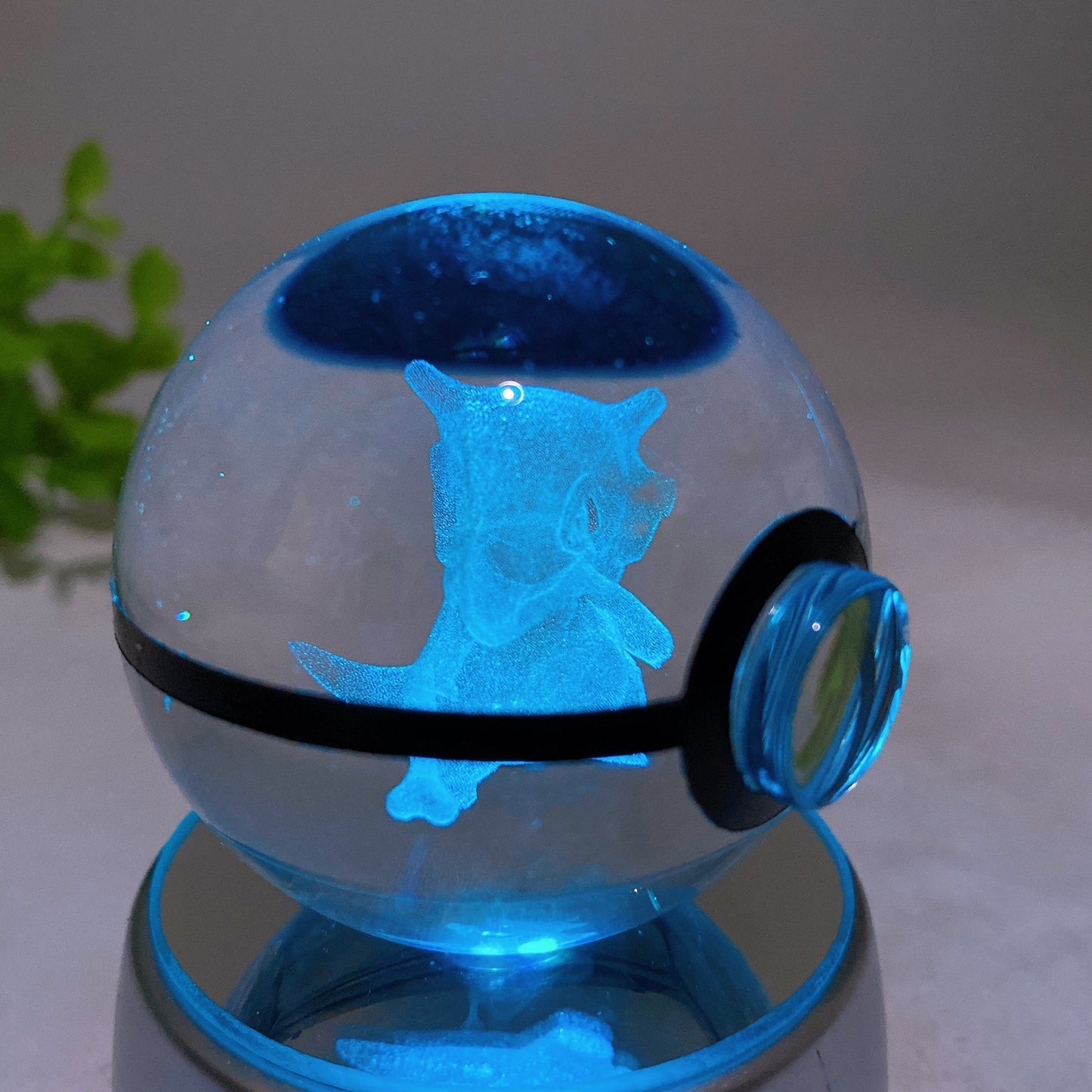 3D Inner Carving Crystal Pokemon Glass Sphere with Colorful Lamp Stand Crystal Healing Bulk Wholesale