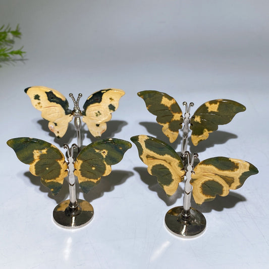 Ocean Jasper Butterfly Wings Carving with Stand Crystal Healing Bulk Wholesale