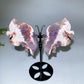 Pink Amethyst Flower Agate Butterfly Wings Carving with Stand Crystal Healing Bulk Wholesale