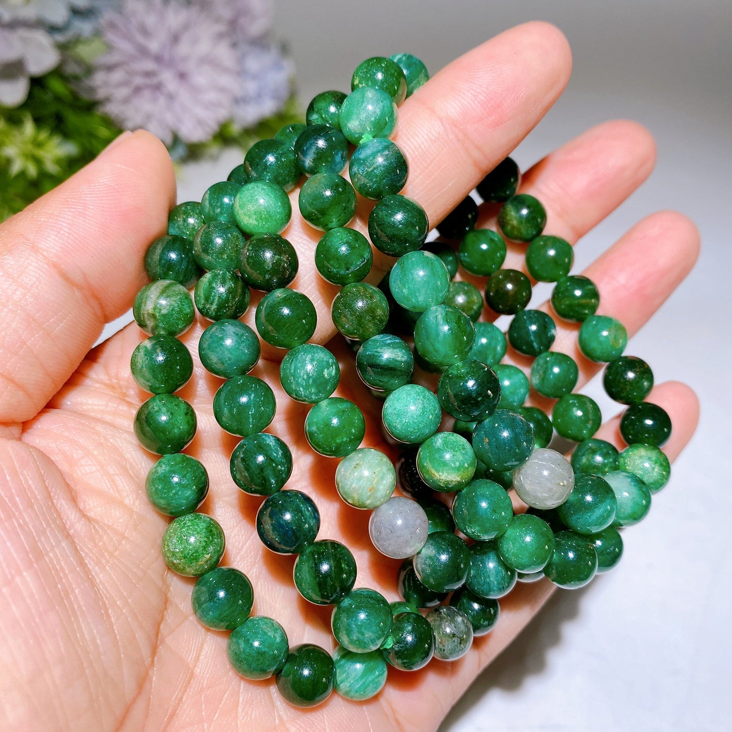 8mm Emerald Jade Bracelet Crystal Healing Bulk Wholesale