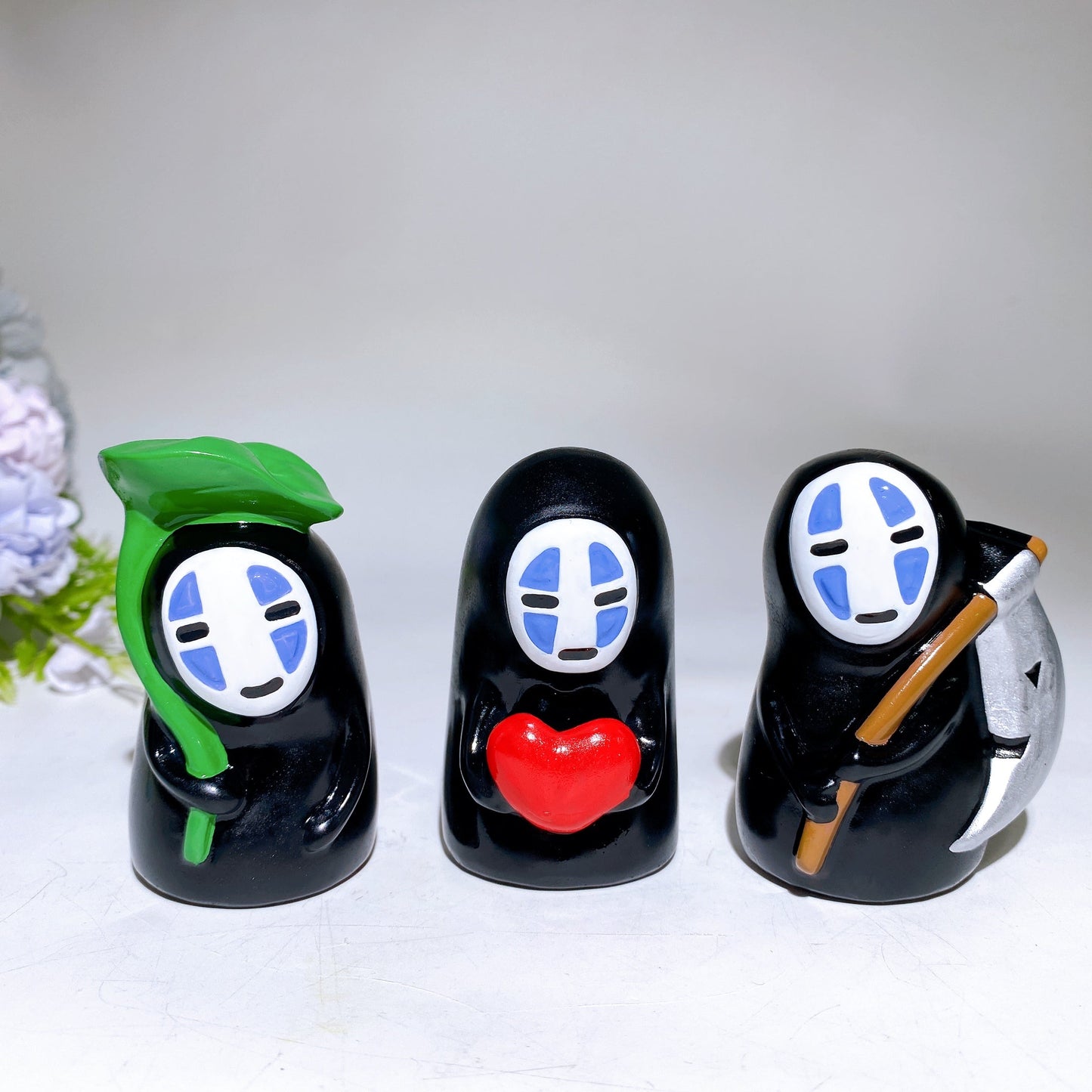 7cm Black Obsidian No-face Carving with Painting Crystal Healing Bulk Wholesale