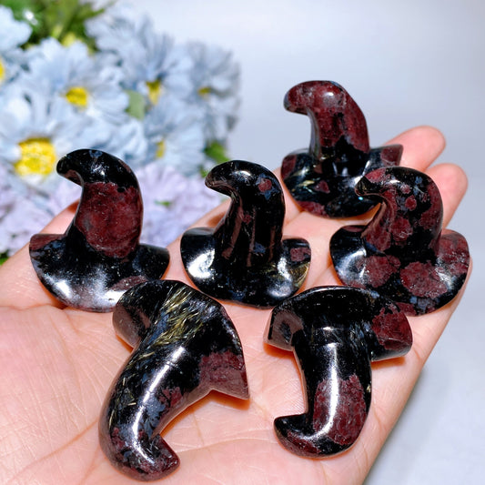 1.3" Astrophylite Grorw with Garnet Witch's Hat Carving Crystal Healing Bulk Wholesale