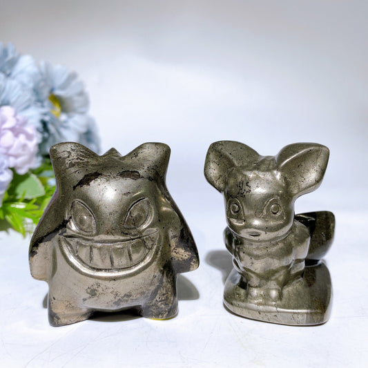 2.3" Pyrite Pokemon Gengar Evee Carving Crystal Healing Bulk Wholesale