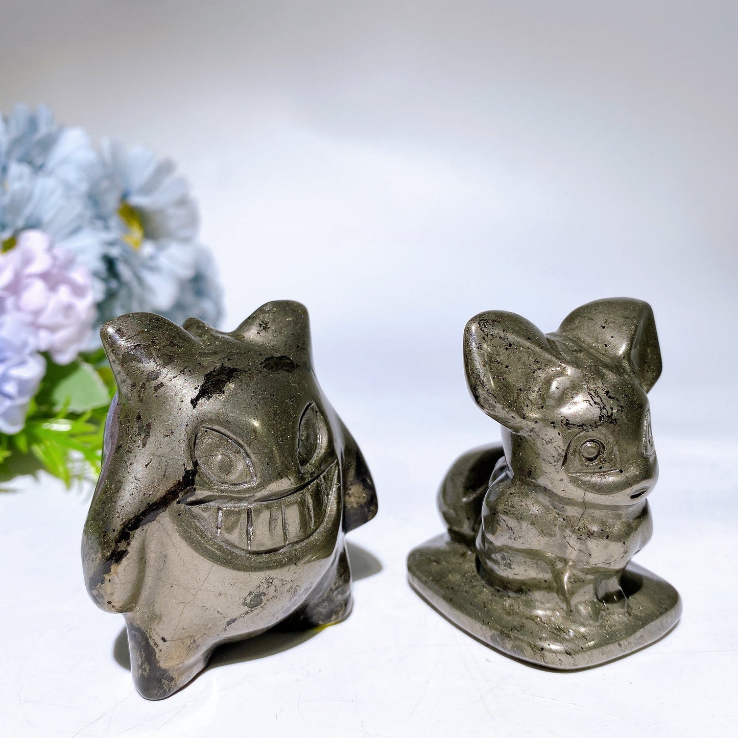 2.3" Pyrite Pokemon Gengar Evee Carving Crystal Healing Bulk Wholesale