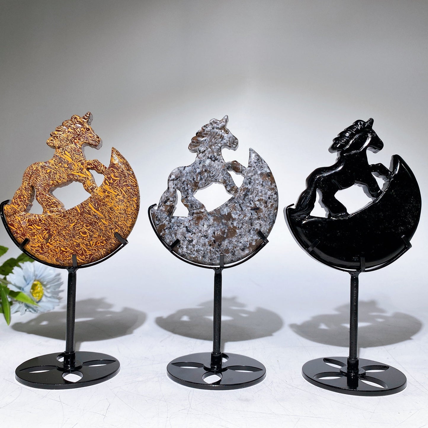 Crystal Unicorn on Moon Carving with Stand Crystal Healing Bulk Wholesale