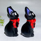 3.2" Black Obsidian Cat Carving with Painting Crystal Healing Bulk Wholesale