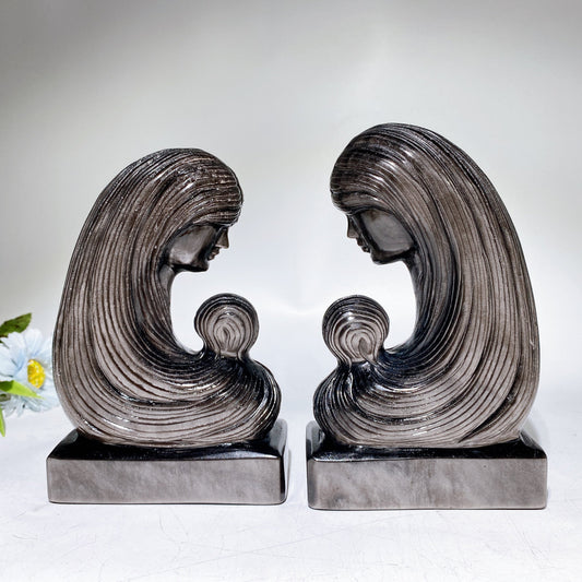 16cm Silver Obsidian Lady Carving Crystal Healing Bulk Wholesale