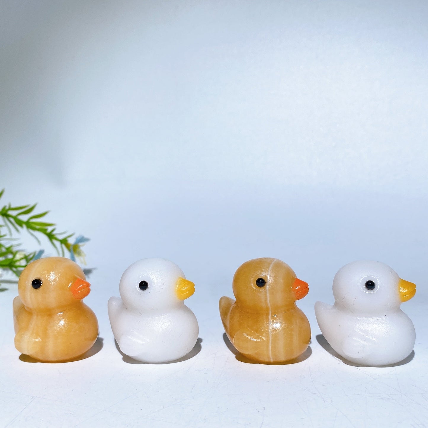 1.5" Orange Calcite White Jade Duck Carving Crystal Healing Bulk Wholesale