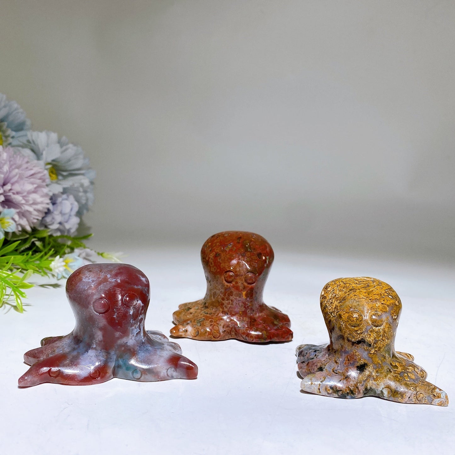 2.1"-2.4" Ocean Jasper Octopus Carving Crystal Healing Bulk Wholesale