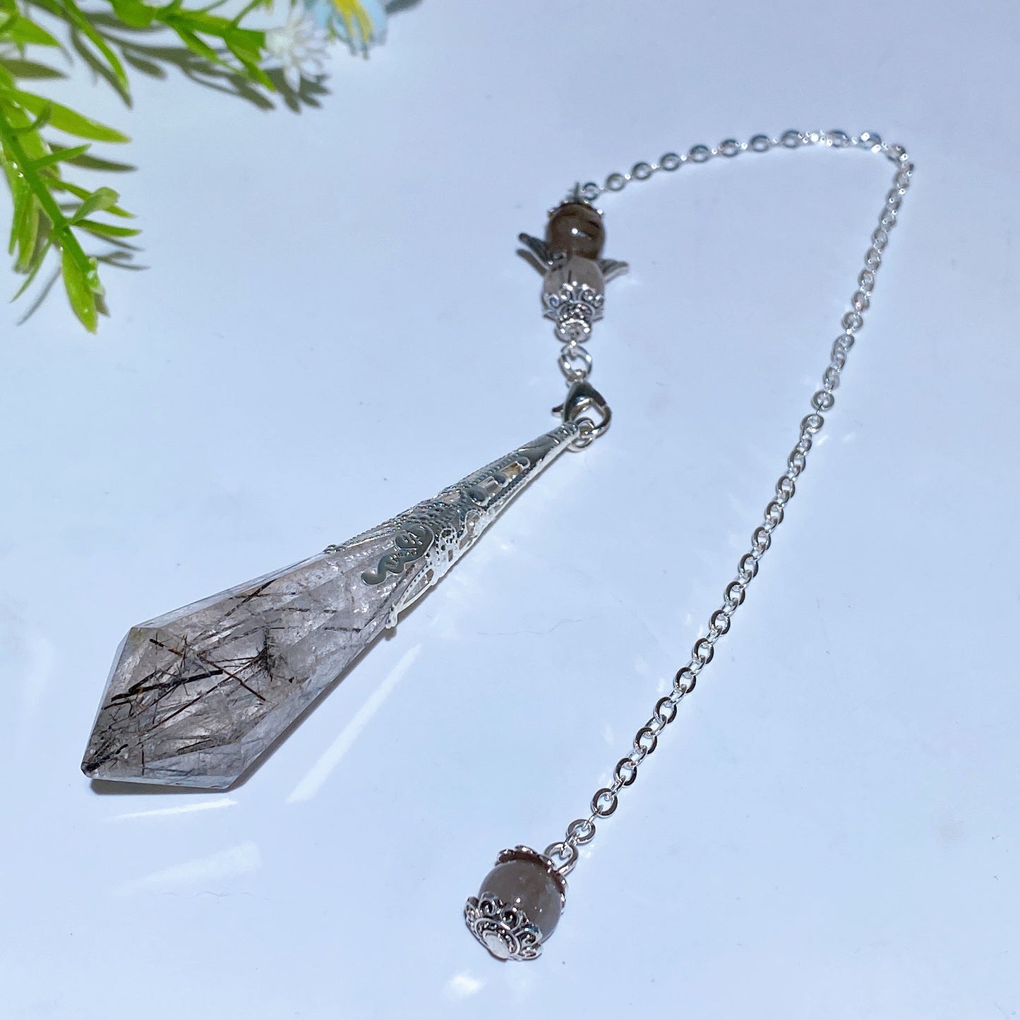 32cm Black Tourmaline in Quartz Pendulum Crystal healing Bulk Wholesale